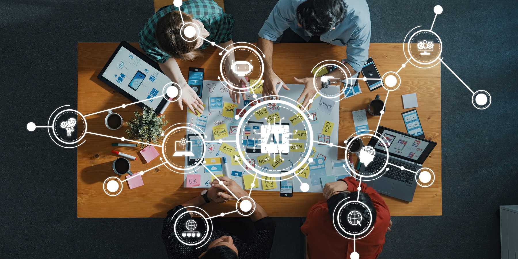 A business development team using AI