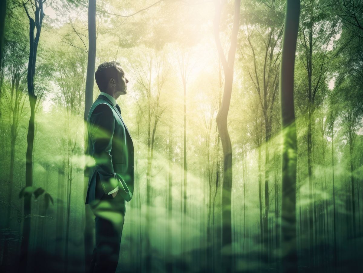A businessman considering the benefits of sustainability
