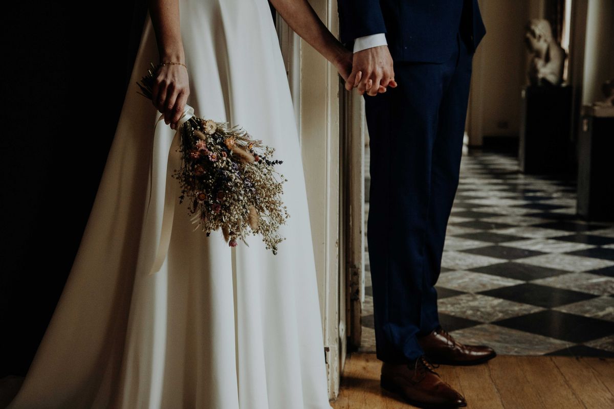 A couple on their wedding day