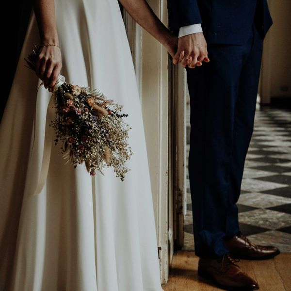 A couple on their wedding day