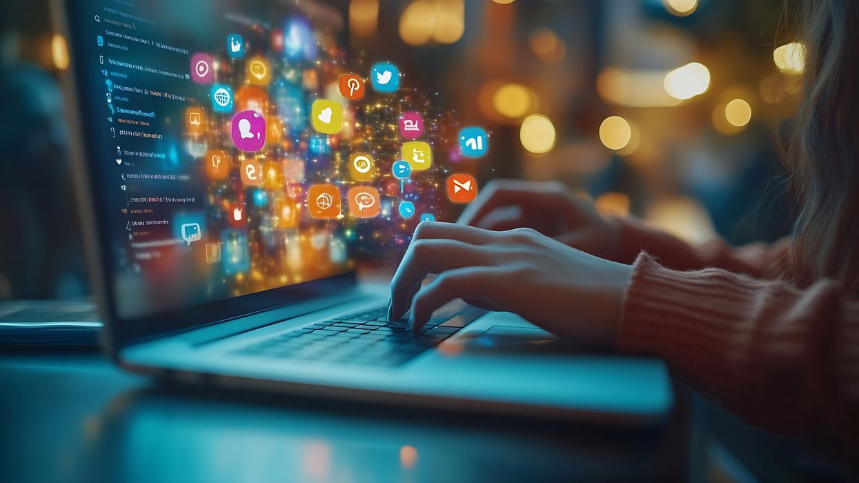 A customer posting content to social media