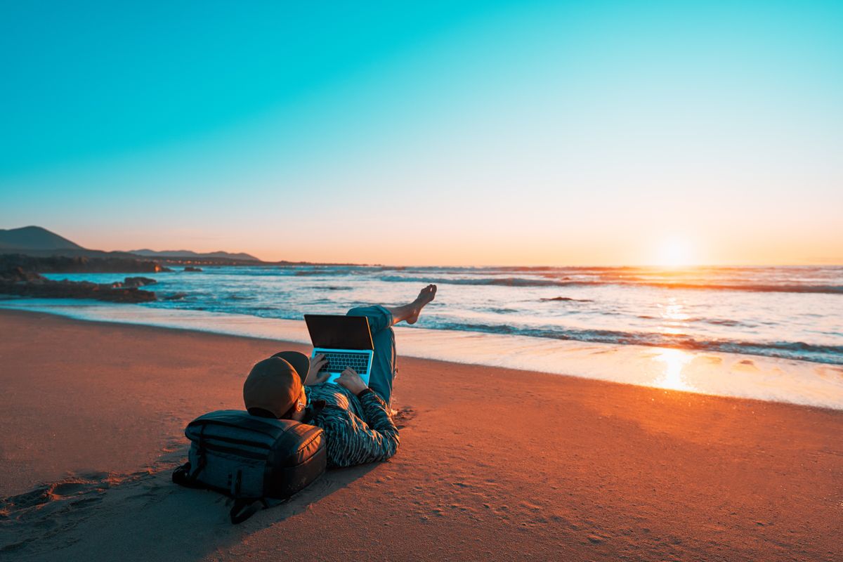 A digital nomad managing his finances