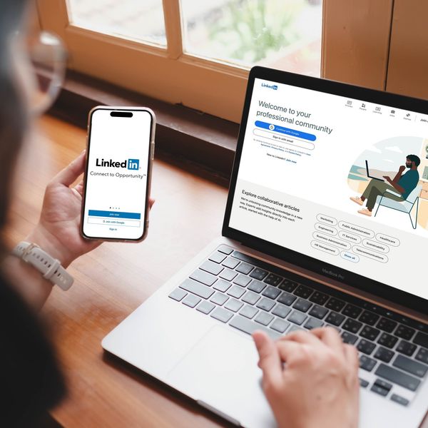 A person using the LinkedIn professional network