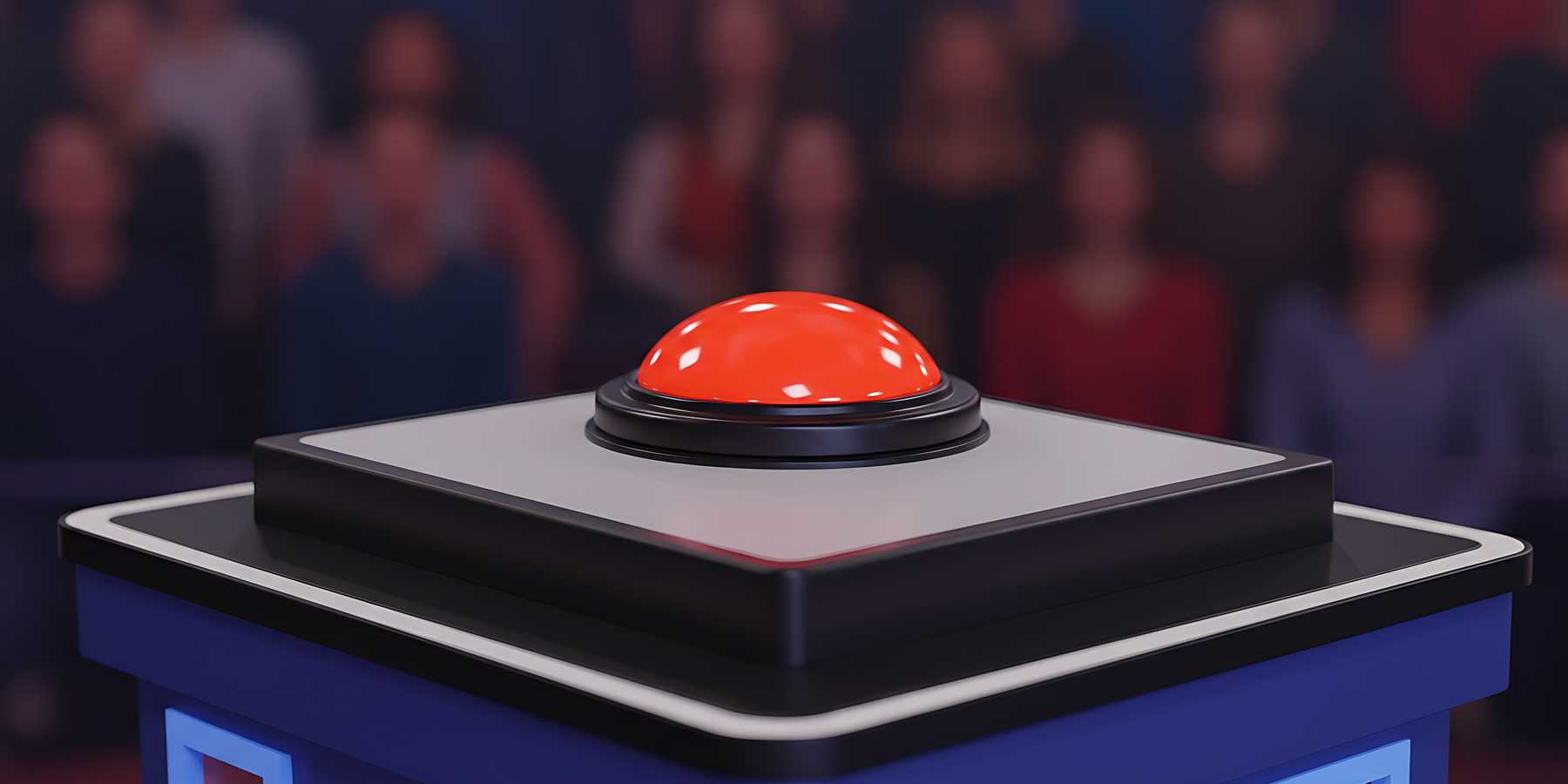 A red button at a Jeopardy game