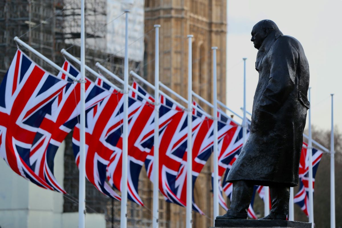 A statute of famous leader Winston Churchill