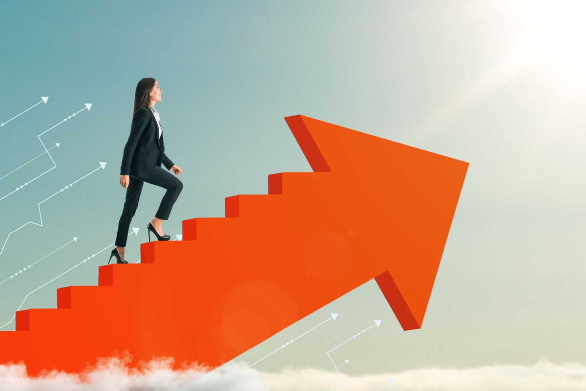 A woman focusing on career growth