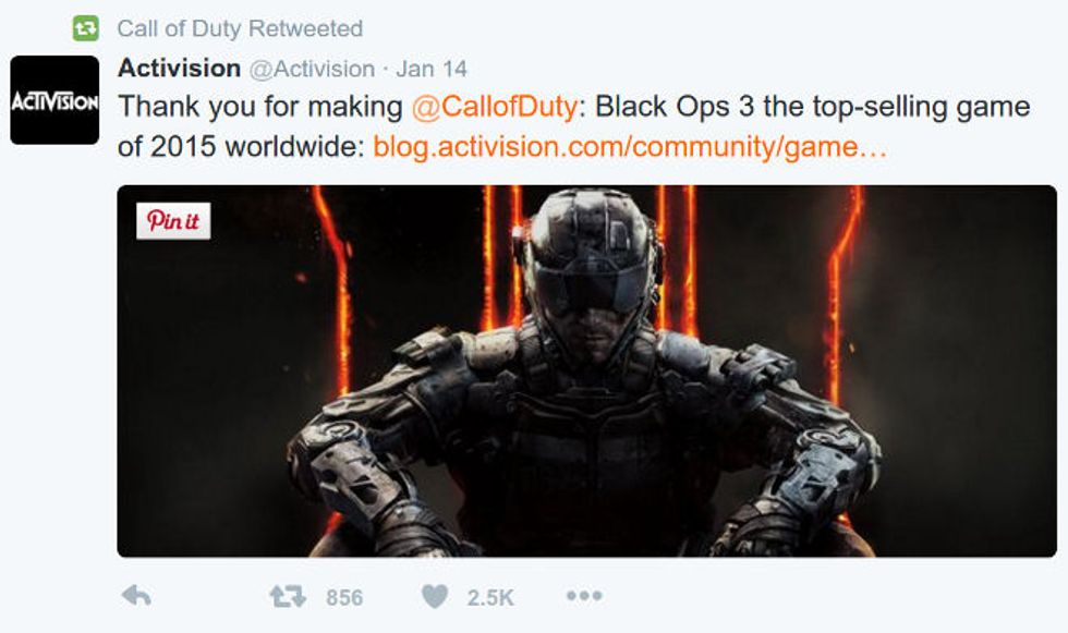 Activision's Call of Duty retweet success