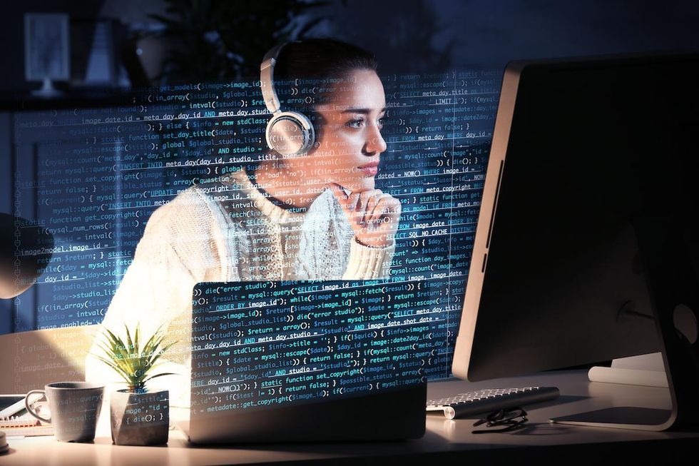 An IT worker doing programming