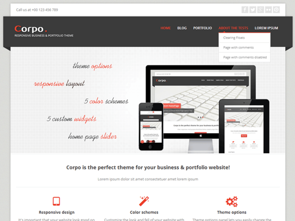 best free wordpress themes: corpo
