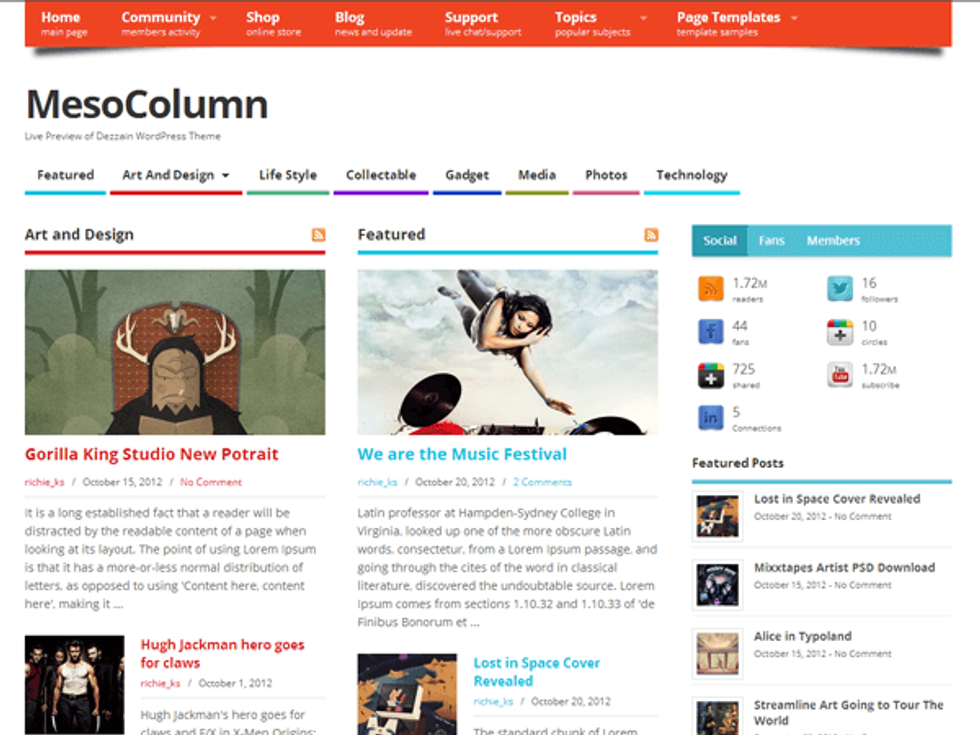 best free wordpress themes: mesocolumn