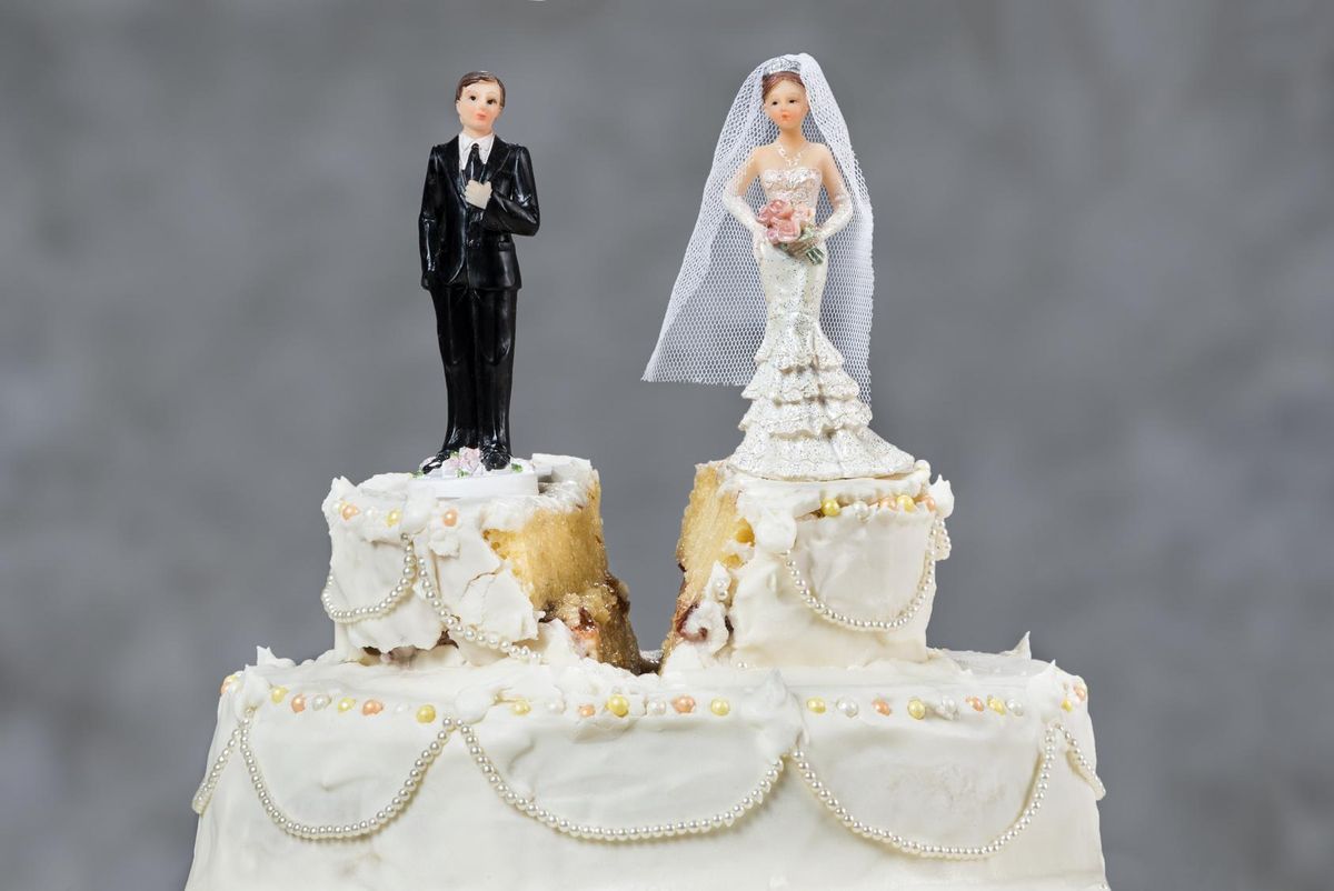 Bride and groom separated