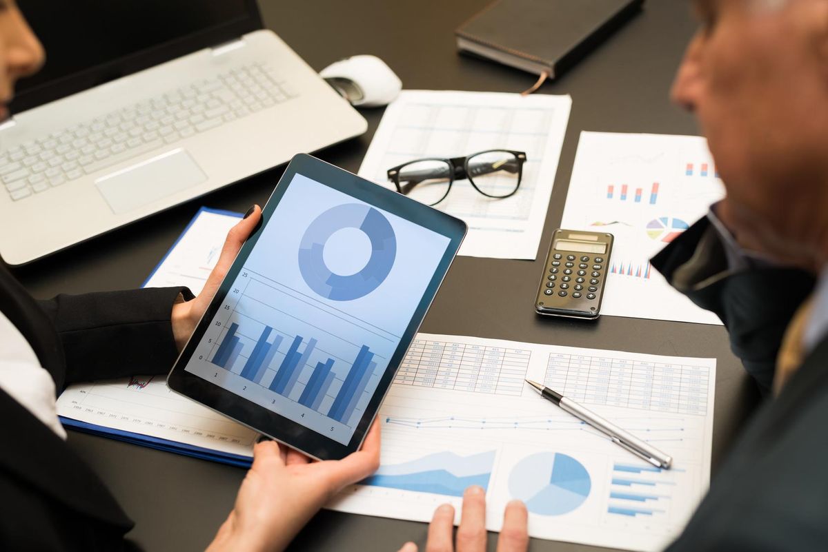 Business data on a tablet