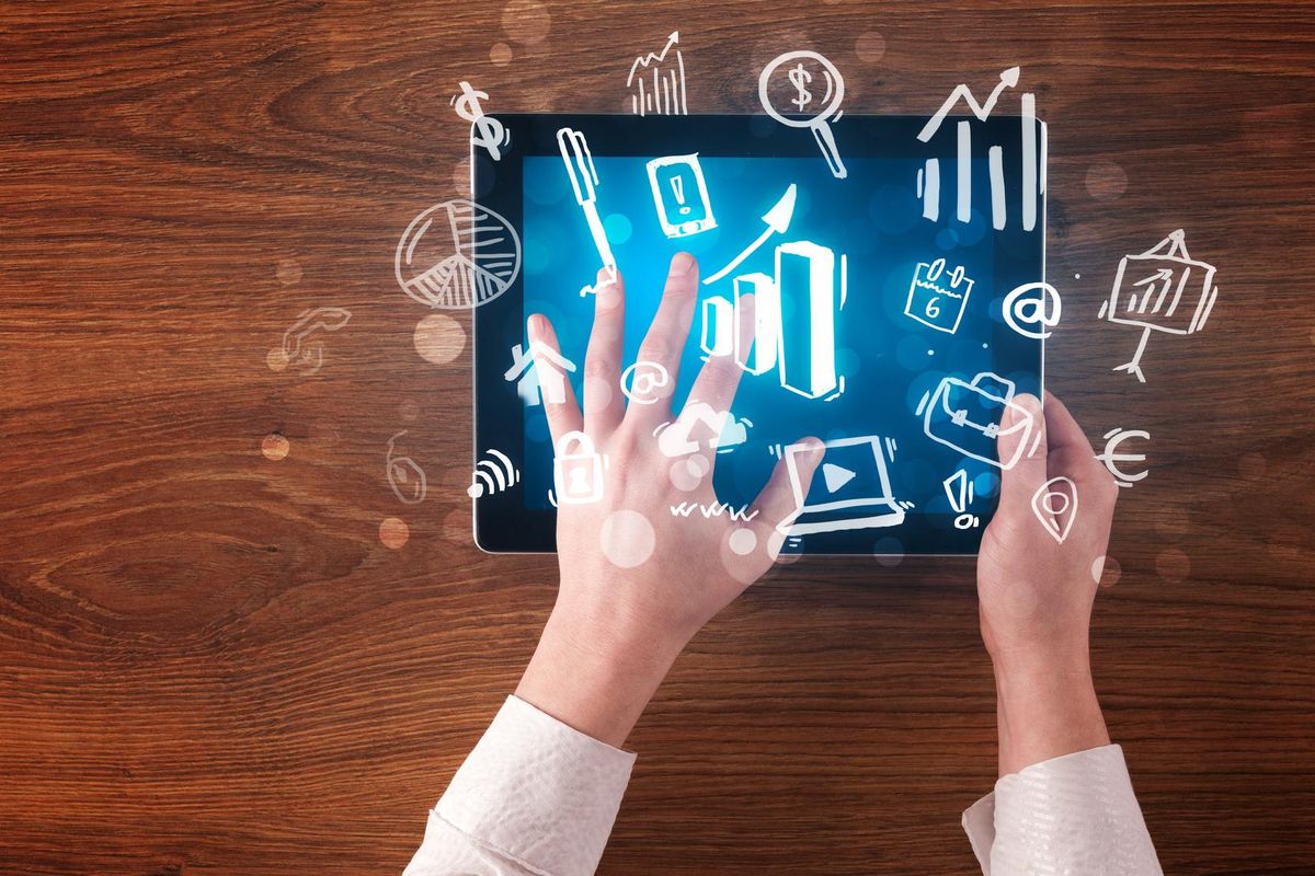 Business hands working on tablet