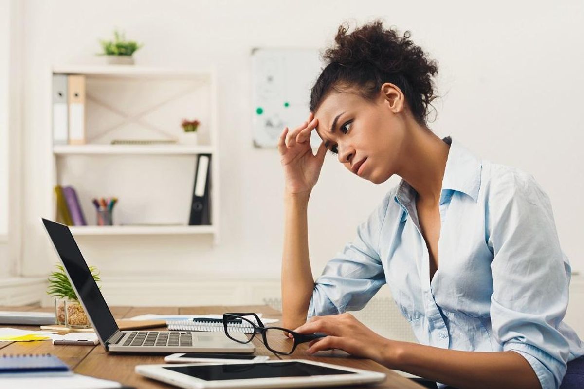 Business woman is frustrated by her perfectionism