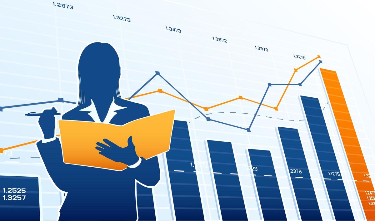 Business woman with charts