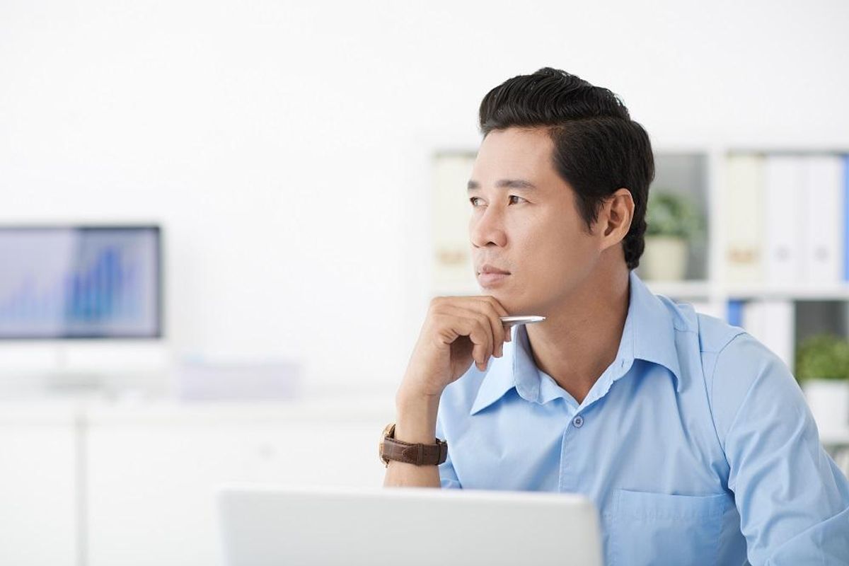businessman concentrated on some important problem