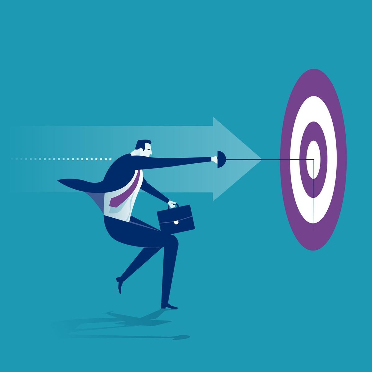Businessman hitting the bull‘s-eye