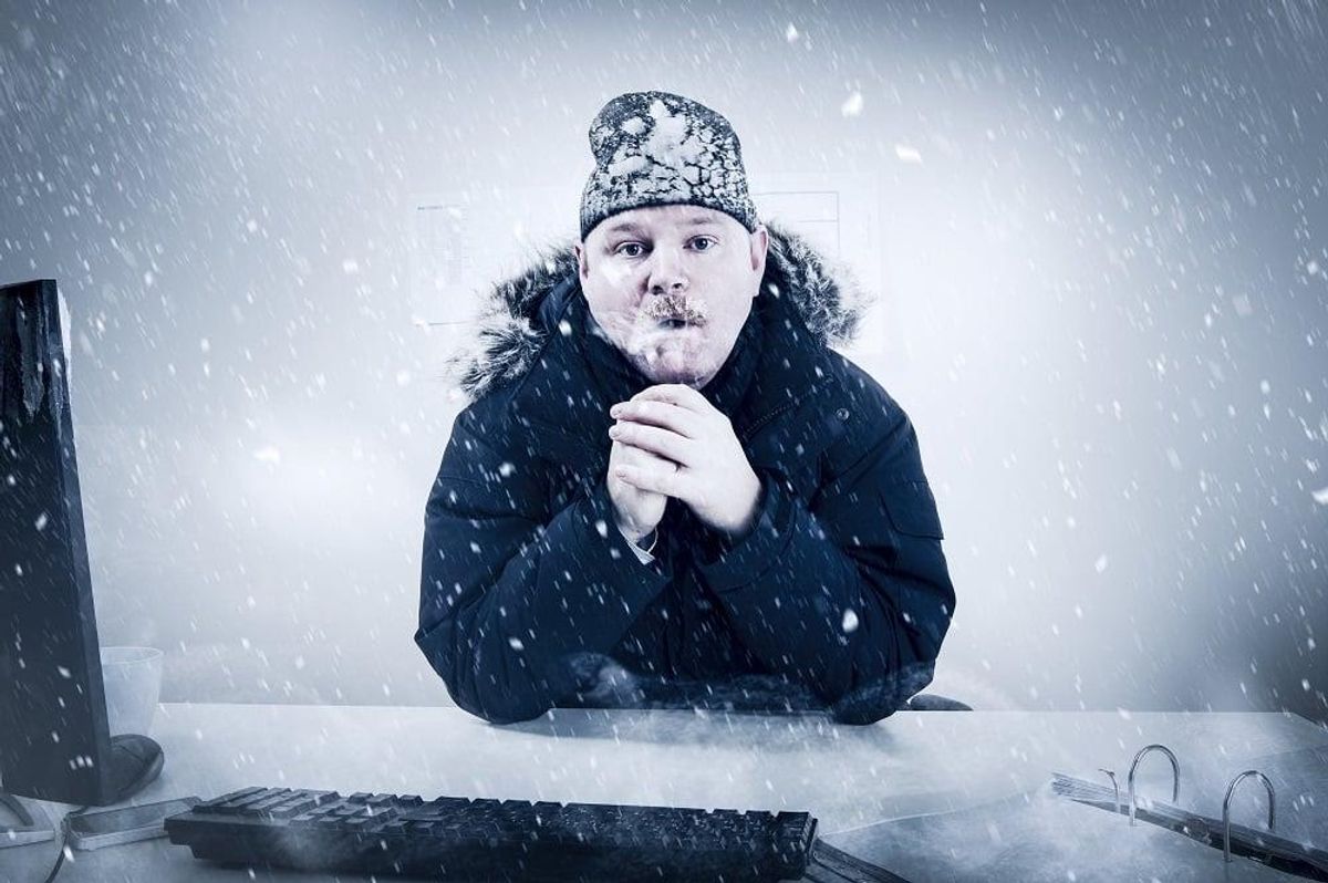 Businessman in a Cold Office
