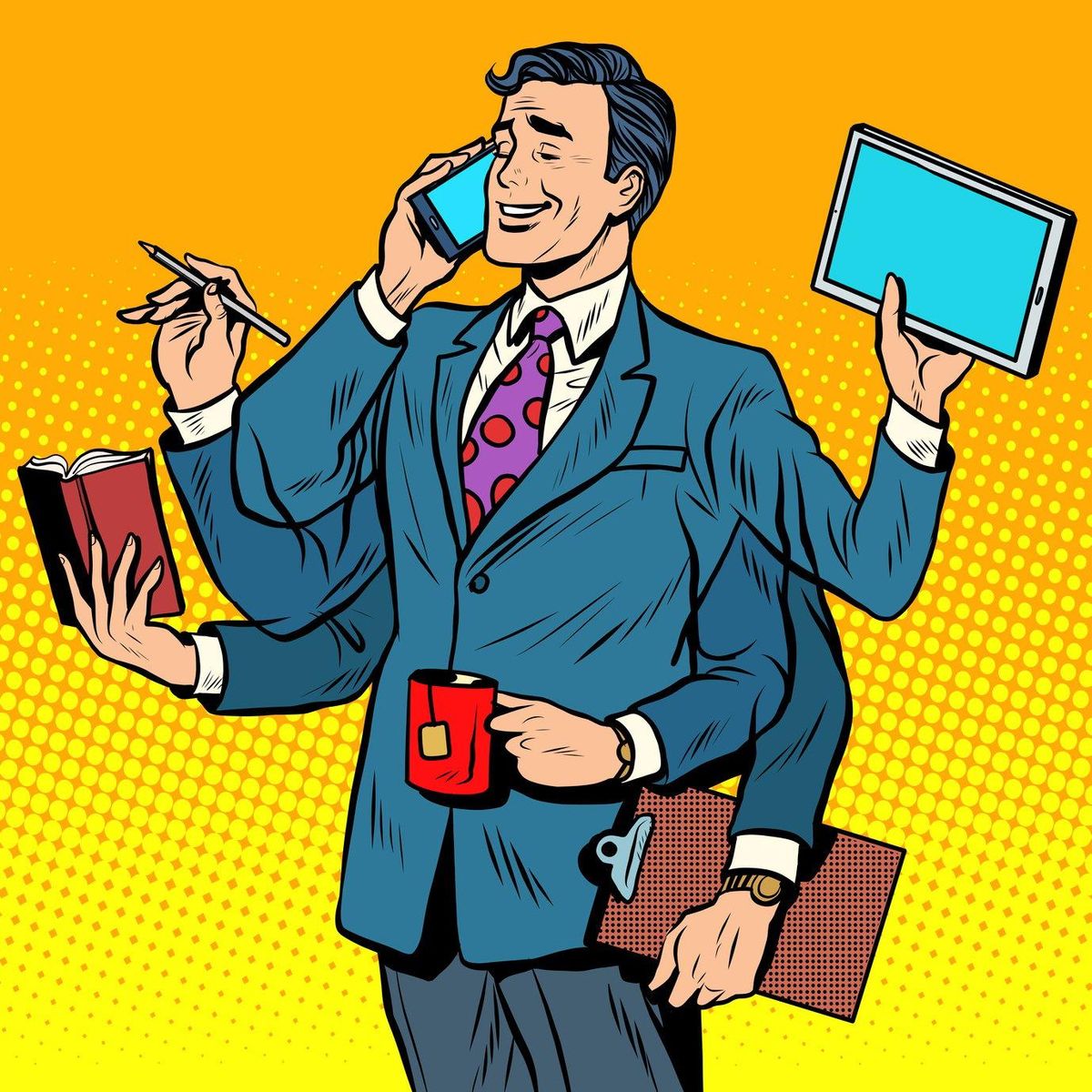 businessman multitasking