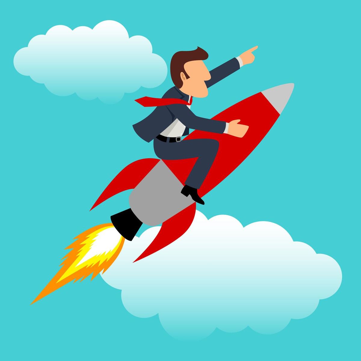 businessman on a rocket