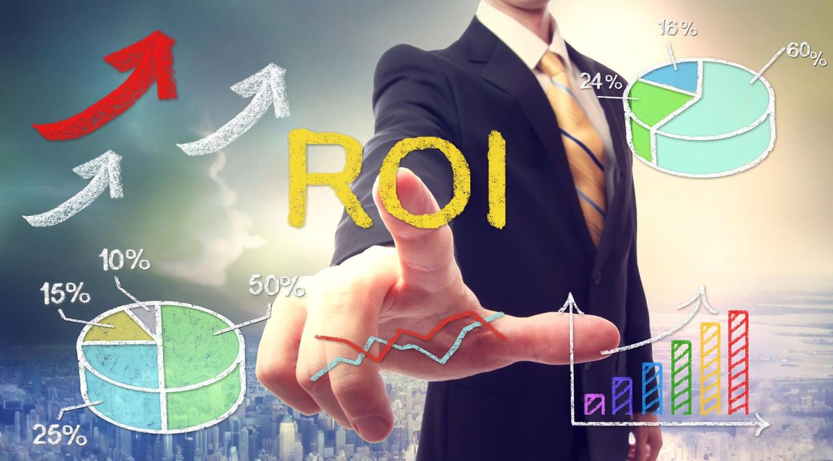 Businessman touching ROI