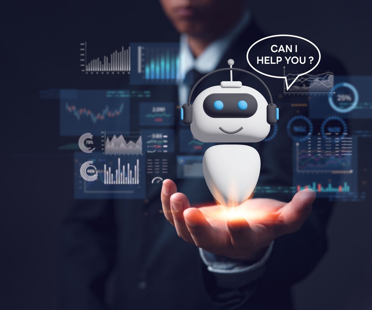 Businessman using AI chatbot to improve sales