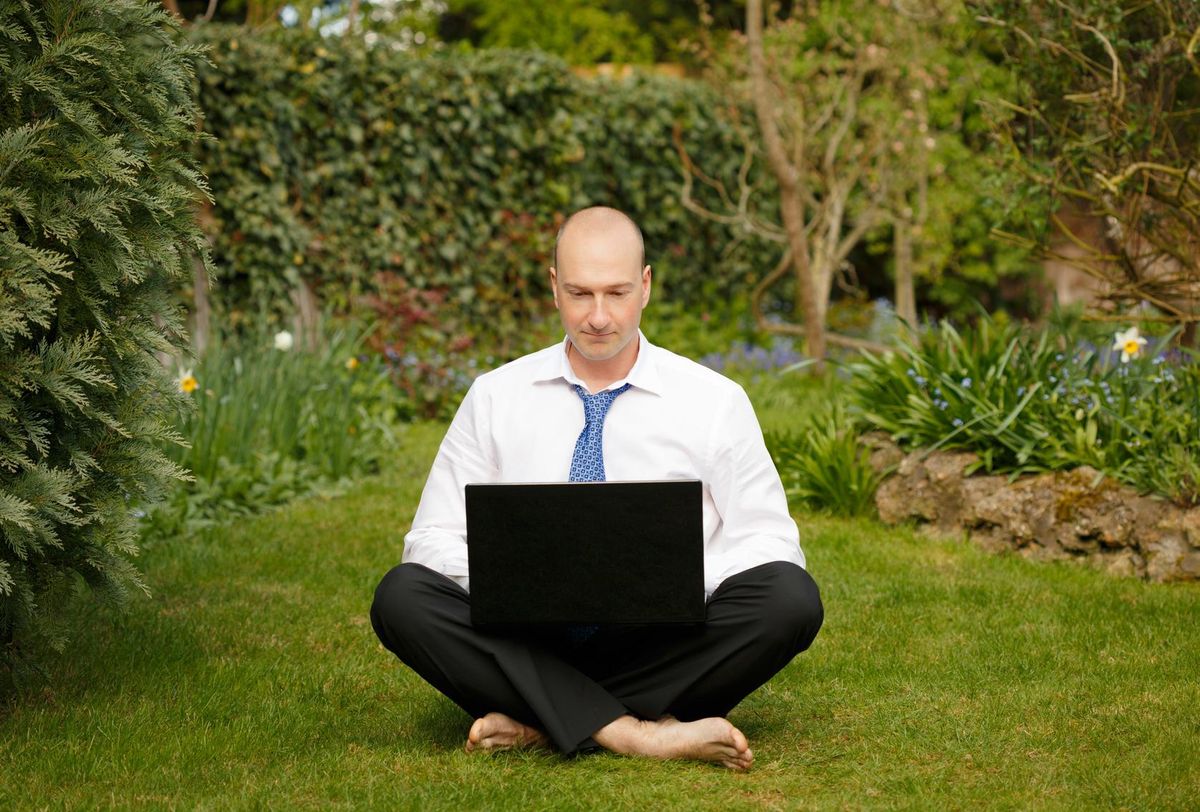 Businessman working outdoors