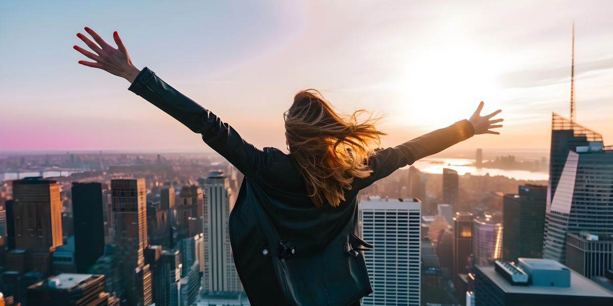 Businesswoman celebrating a great 2025 with improved sales