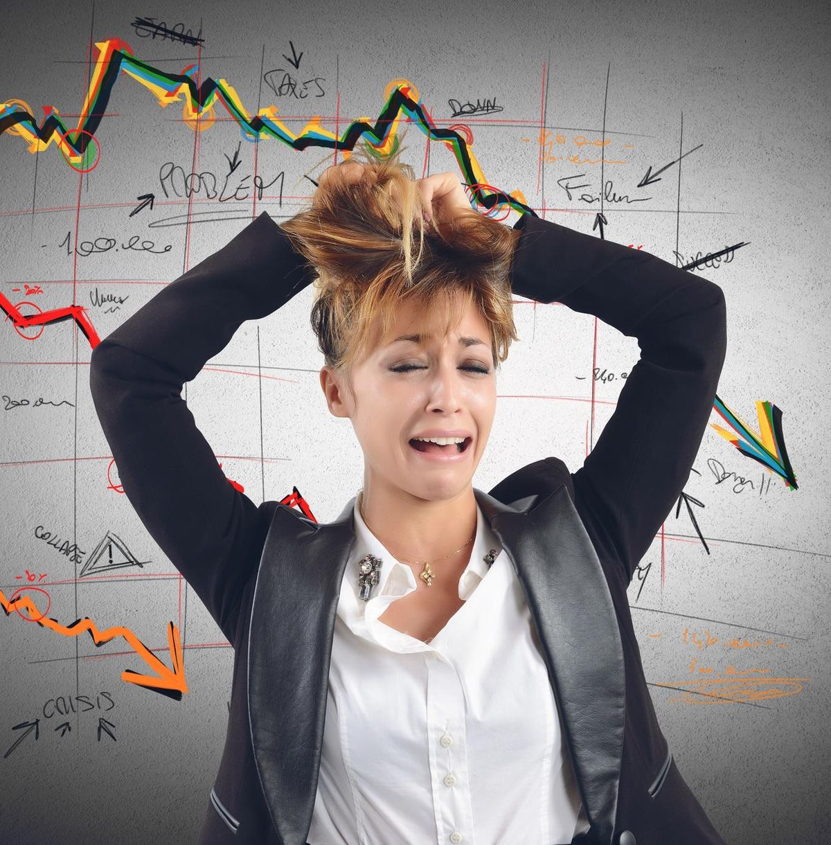 businesswoman despairs for the financial collapse