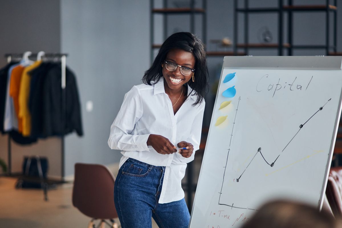 Businesswoman learning lessons in leadership