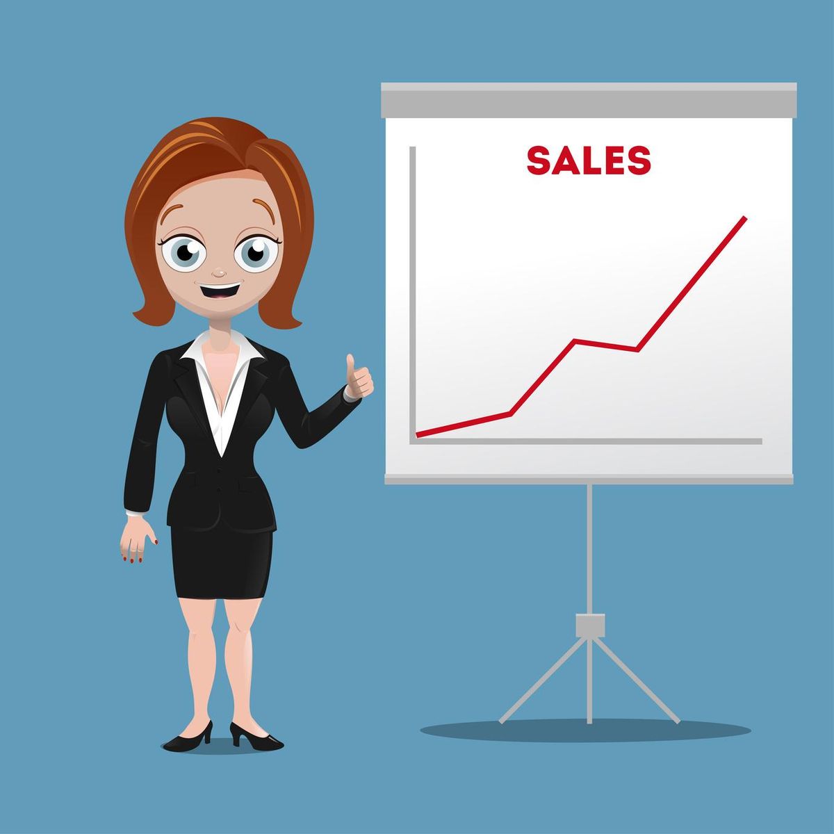 Businesswoman with growing sales chart