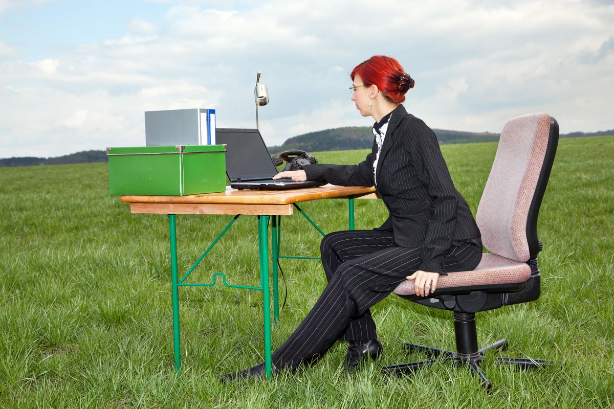 Businesswoman working remotely