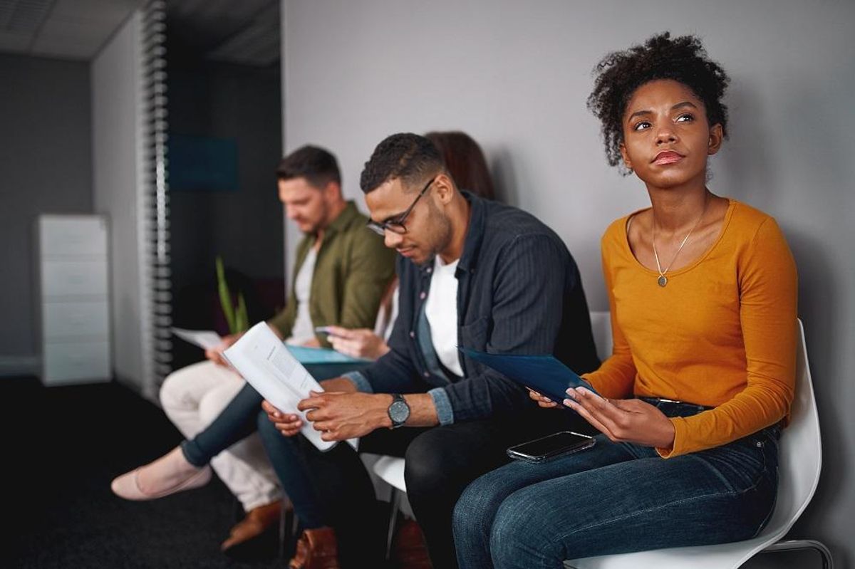Candidates for a job waiting to be interviewed