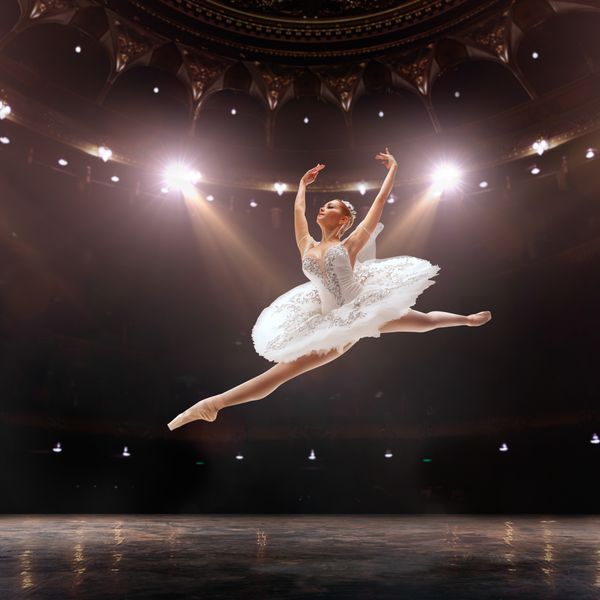 Classical ballet performed by a couple of ballet dancers on the stage