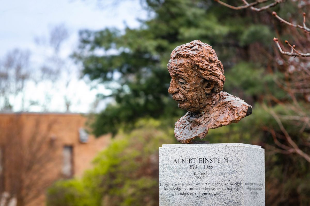 Close up Albert Einstein memorial near Princeton University