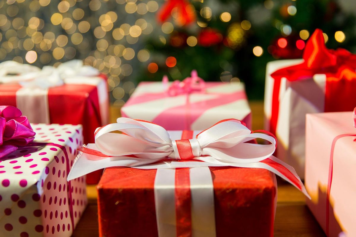 close up of Christmas gift boxes