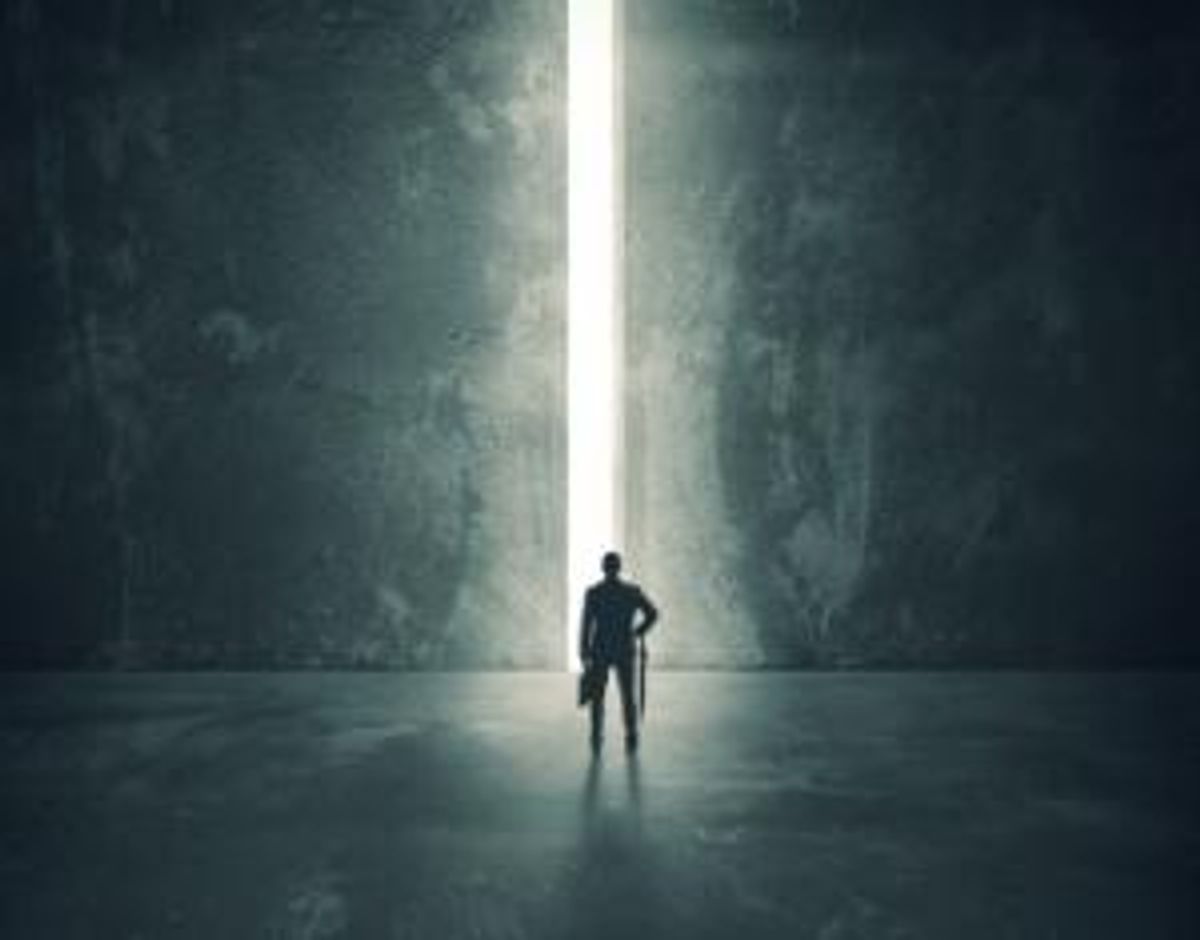 Concept of career and freedom with a bright open door