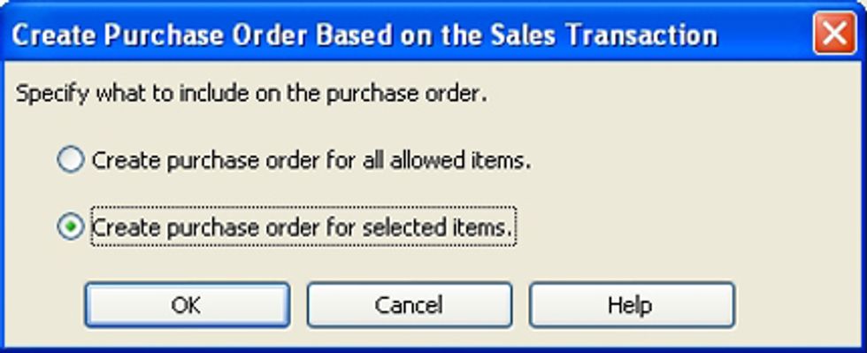 Create PO from all or selected items