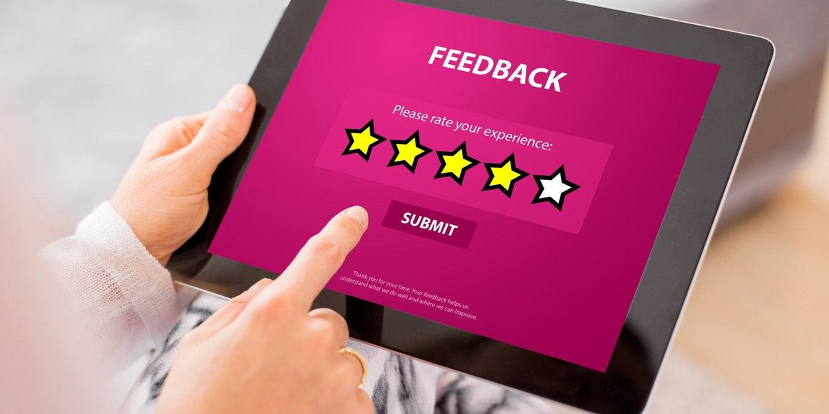 Customer feedback form on tablet for market validation