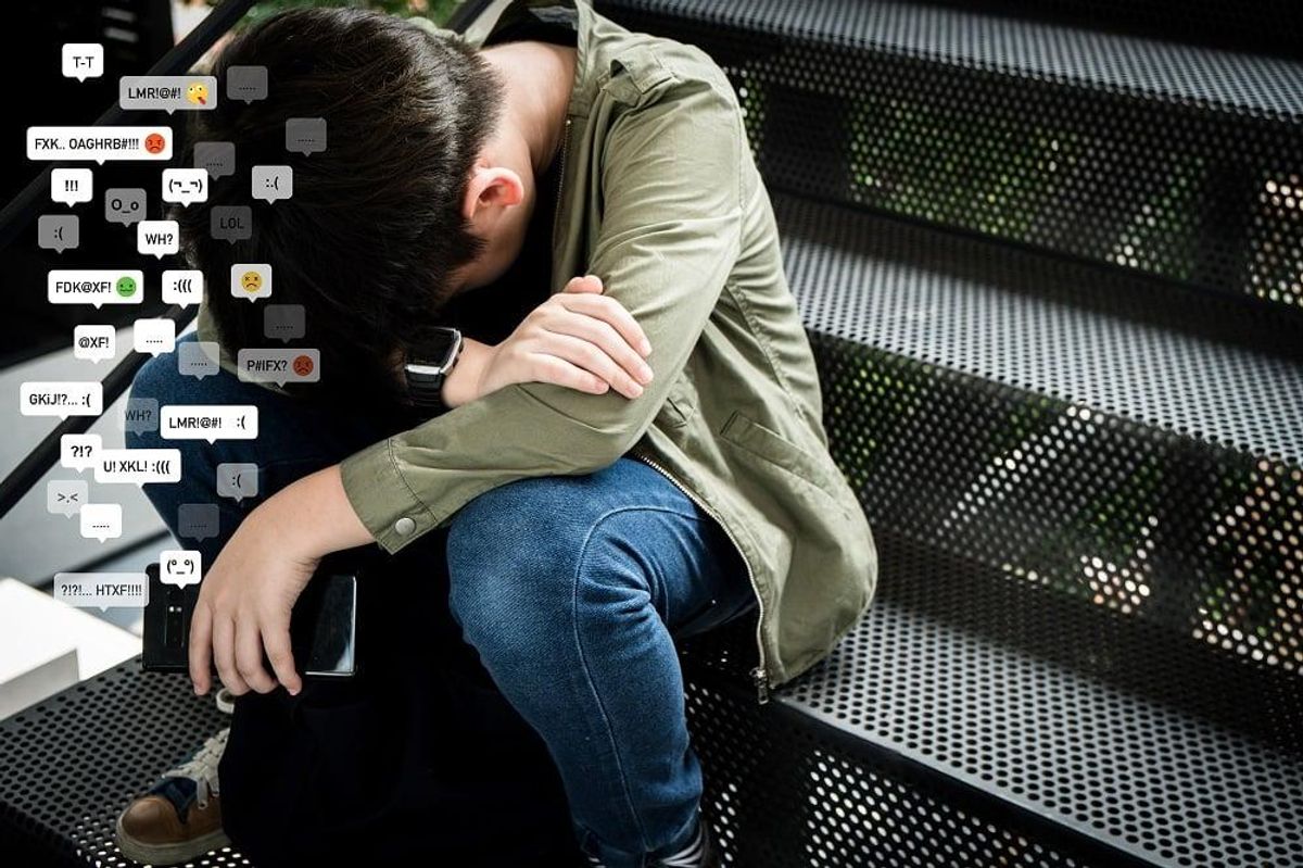 Cyberbullying - depressed teen