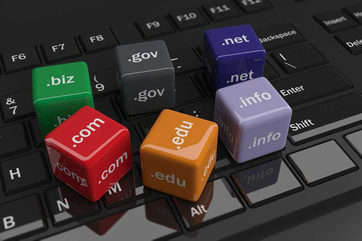 Domain names on a keyboard. 3d illustration