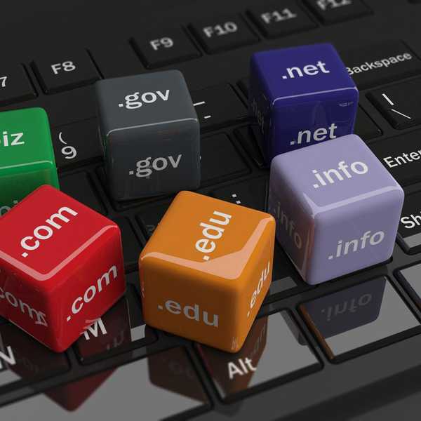 Domain names on a keyboard. 3d illustration