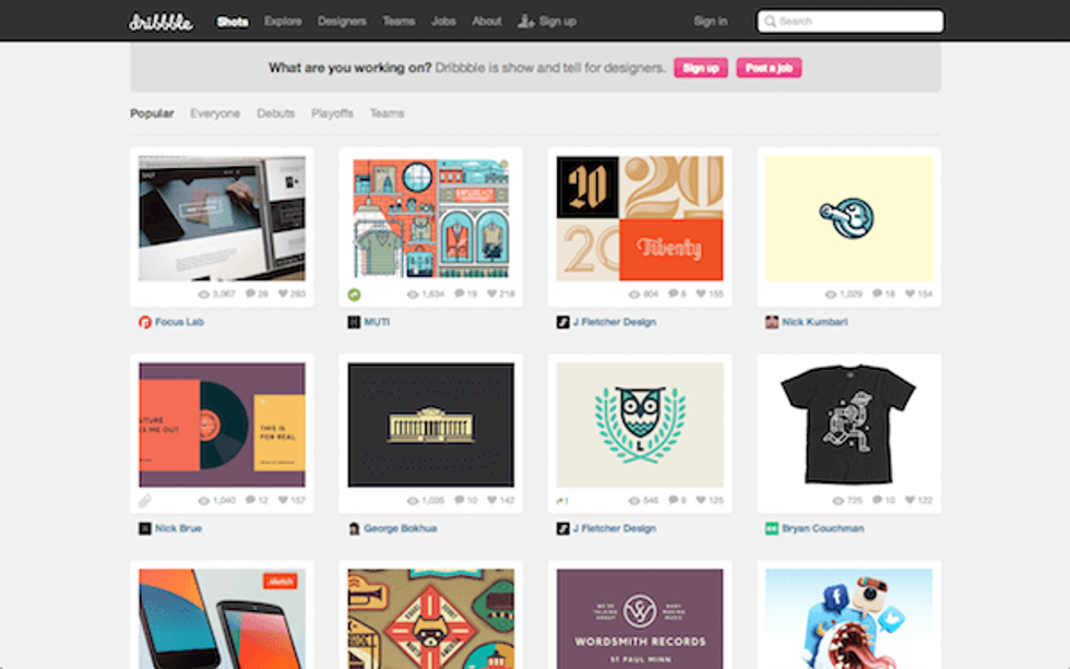 Dribbble website screenshot