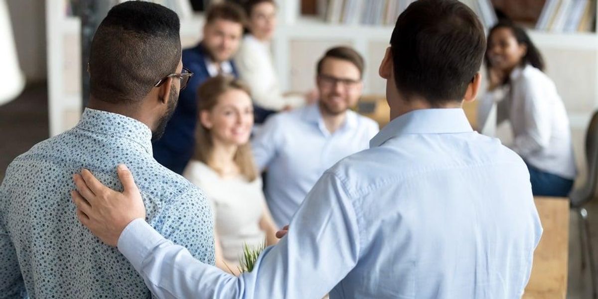 Employee with a promotion after leadership development