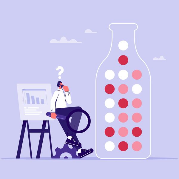 Entrepreneur analyzing business problem