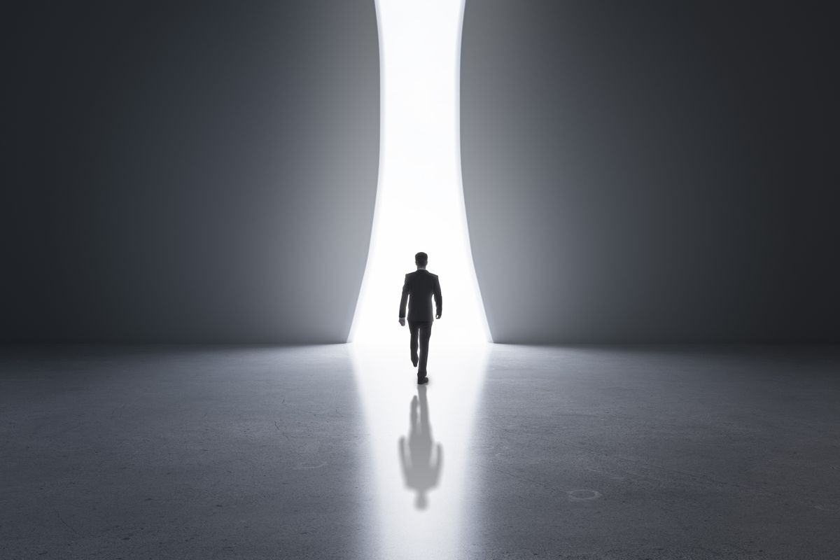 Entrepreneur walking into the future of small business trends