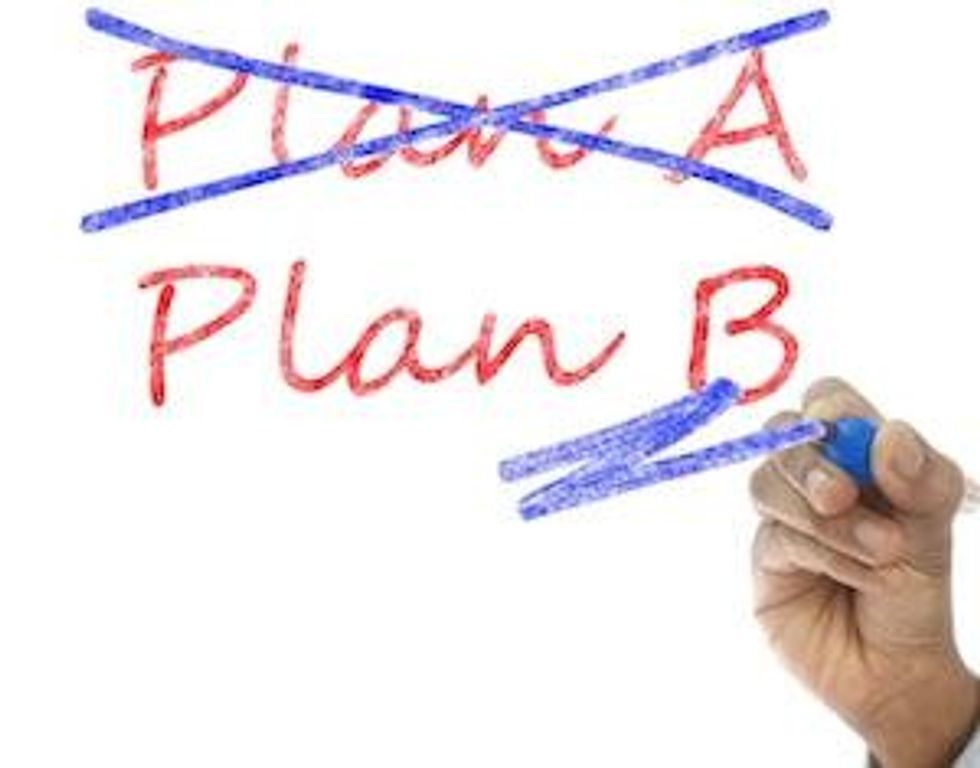entrepreneurs who failed at first: words "Plan B" on whiteboard