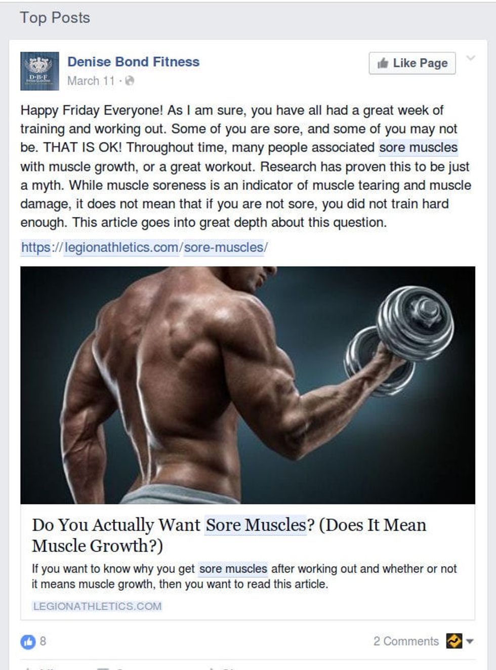 Example of a blog post becoming a Top Post when someone else shares it. 