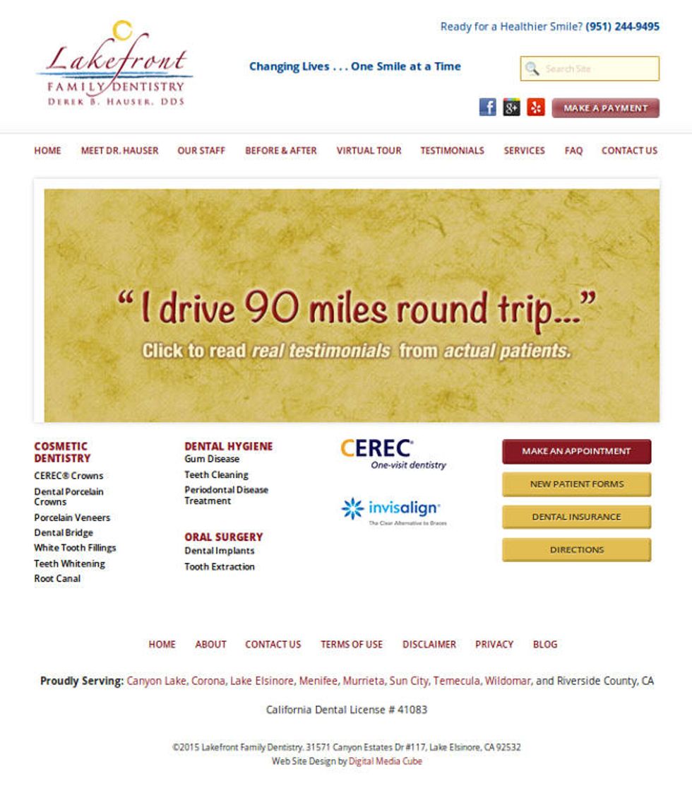 Example of landing page that converts well: Lakefront Family Dentistry