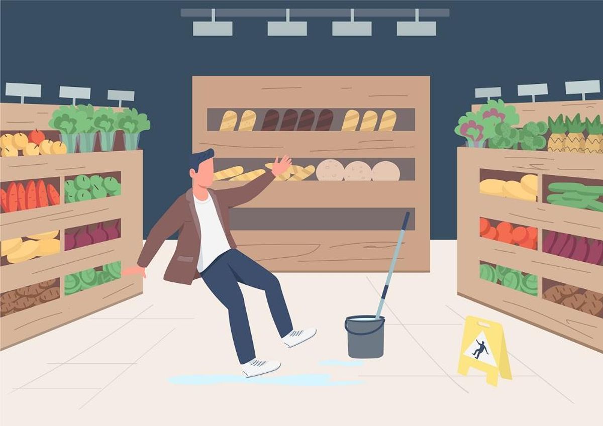 Falling shop customer